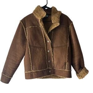Alf Women's Size Medium Sherpa Brown Western Button Up Jacket